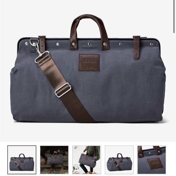 Line of Trade Canvas Weekender Bag Unisex Large Grey Duffle Bag - Picture 2 of 10